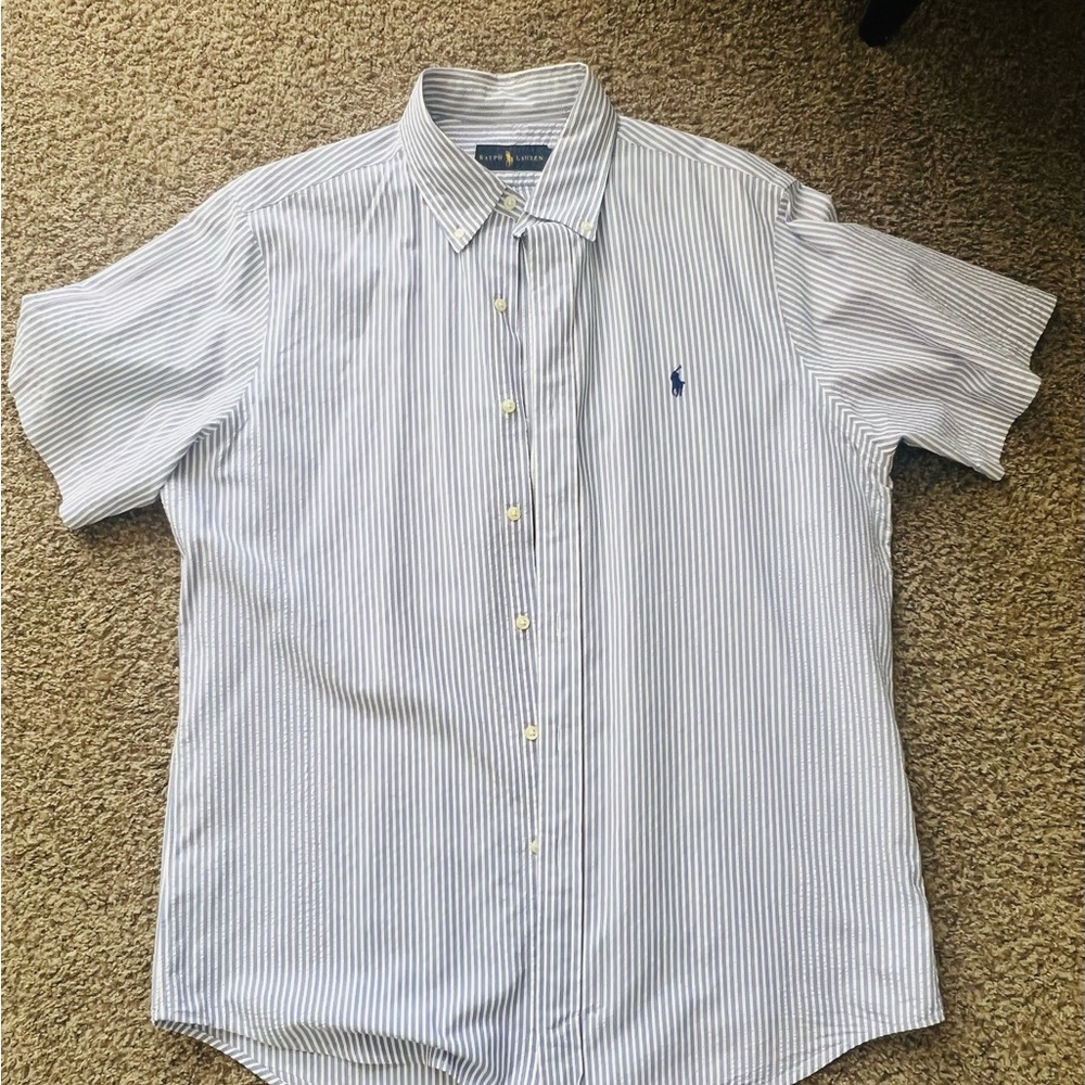 Ralph Lauren Blue Striped Button Down Shirt